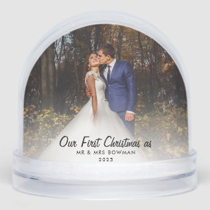 Married and Merry First Christmas Photos Custom Snow Globe