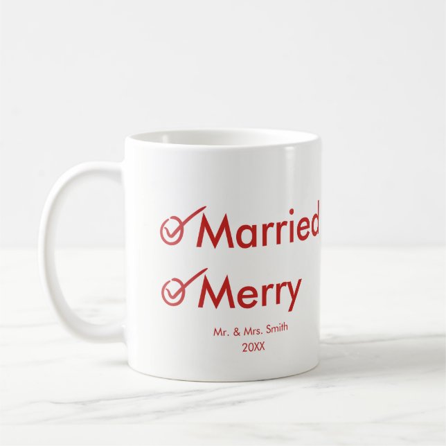 Married and Merry | First Married Christmas Coffee Mug (Left)