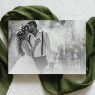 Married and Merry Gold Foil Christmas Photo  Holiday Card