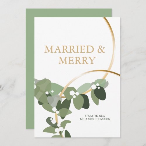 Married and Merry Gold Rings Newlywed Christmas