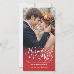 Married and Merry Hand Lettered Red Holiday