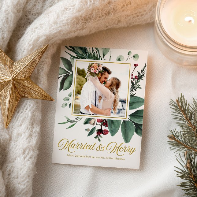 Married And Merry Holiday Christmas Photo Postcard (Creator Uploaded)