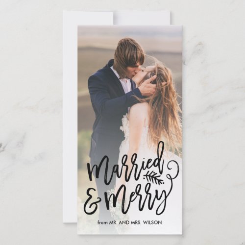 Married and Merry Holiday Photo White