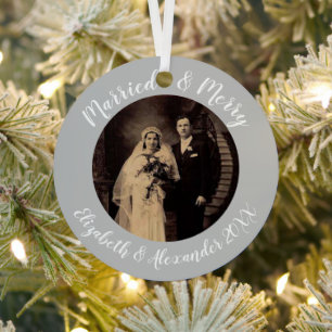 Married and Merry Metal Ornament