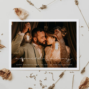 Married and Merry minimalist photo Christmas Postcard