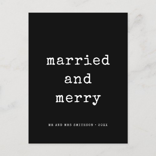 Married and Merry minimalist typewriter font Postcard