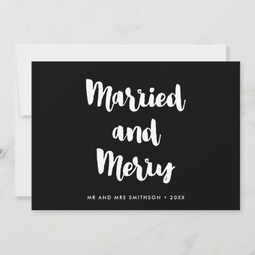 Married and Merry modern Christmas wedding Announcement