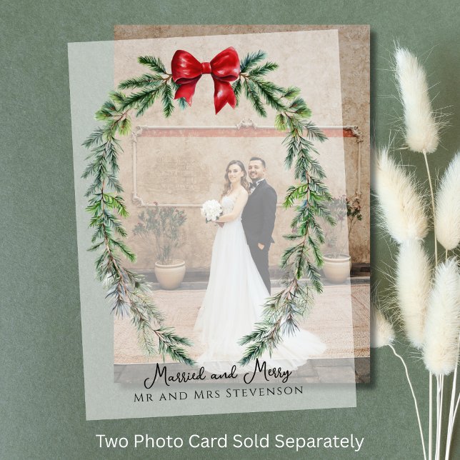 Married and Merry Mr and Mrs Christmas Card Vellum Invitations (Creator Uploaded)