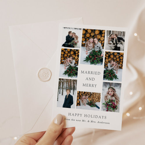 Married and Merry | Multi Photo First Christmas Holiday Card