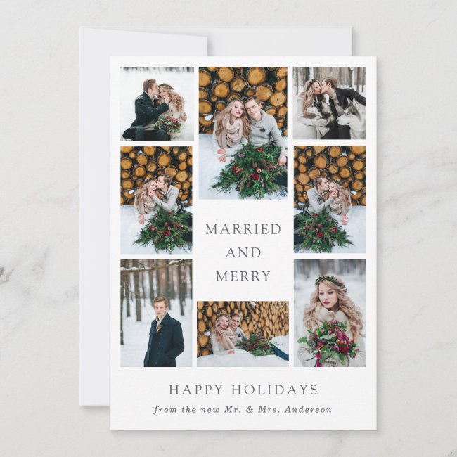Married and Merry | Multi Photo First Christmas Holiday Card
