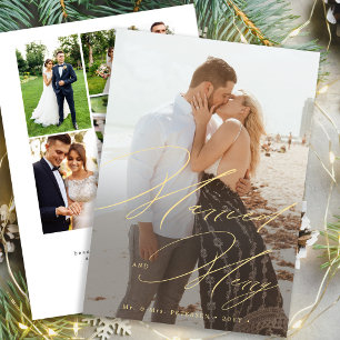 Married and Merry multi photo newlywed wedding Holiday Card