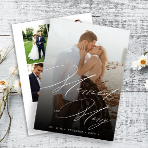 Married and Merry multi photo newlywed wedding Holiday Card
