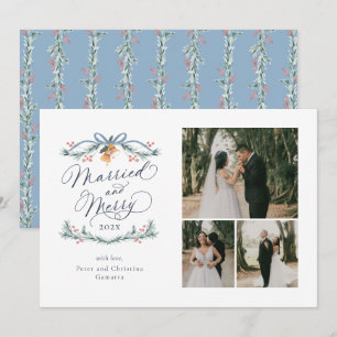 Married and Merry Multiphoto First Christmas Card