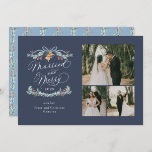 Married and Merry Multiphoto First Christmas Card