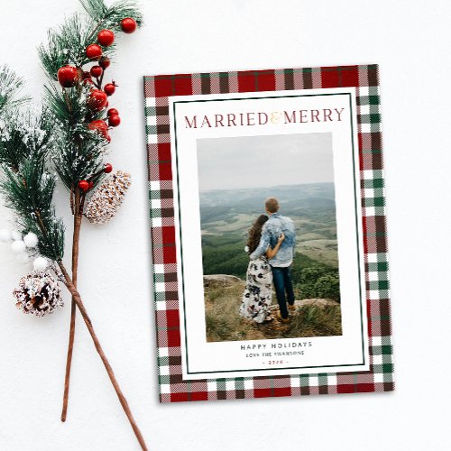 Married and Merry Newlywed Christmas Card