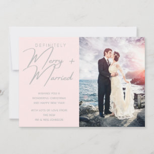 Married and Merry Newlywed Christmas Holiday Photo Card