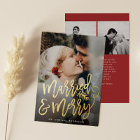 Married and Merry Newlywed Christmas Photo