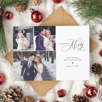Married And Merry Newlywed First Christmas Card by BanterandCharm at Zazzle