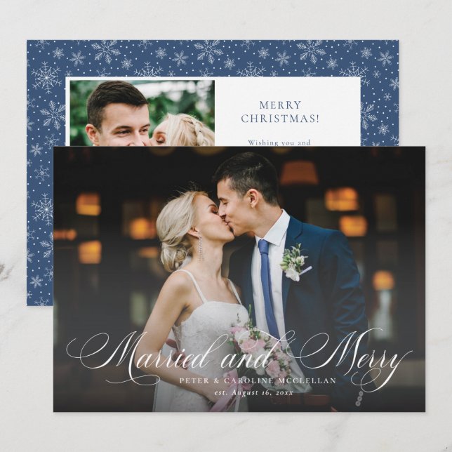 Married and Merry Newlywed Holiday Photo Card (Front/Back)