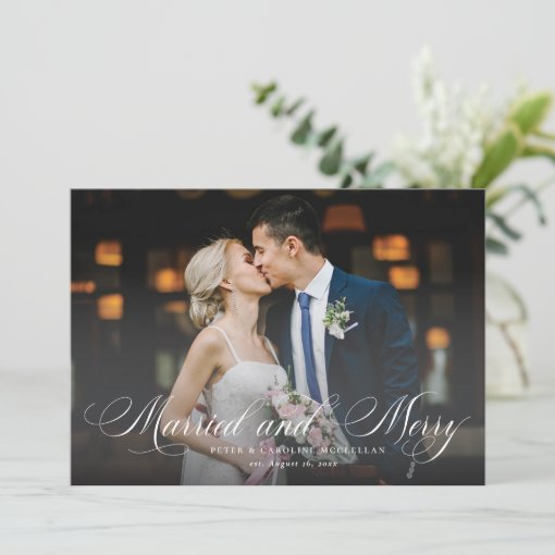 Married And Merry Newlywed Holiday Photo Card Zazzle