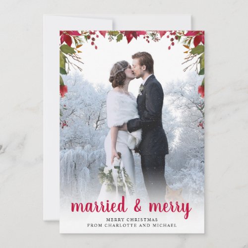 Married and Merry Newlywed Holiday Photo Card