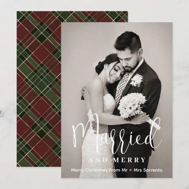 Married and Merry Newlywed Photo Holiday Card (Front/Back)
