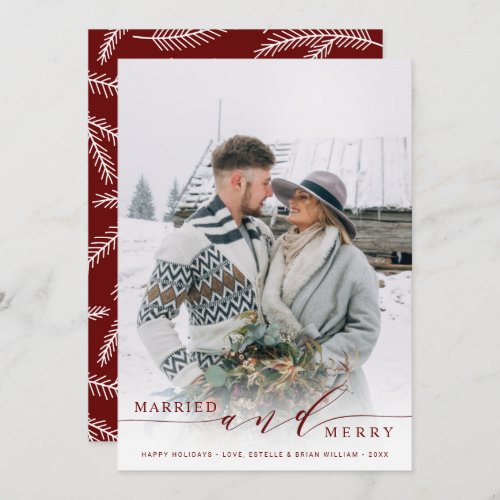 Married and Merry Newlywed Red Holiday Photo Card