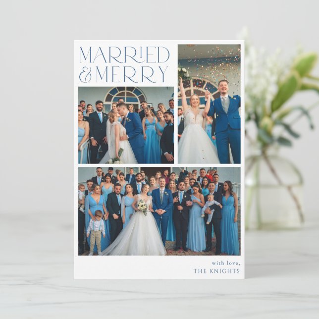 Married and Merry Photo Collage Holiday Card (Standing Front)