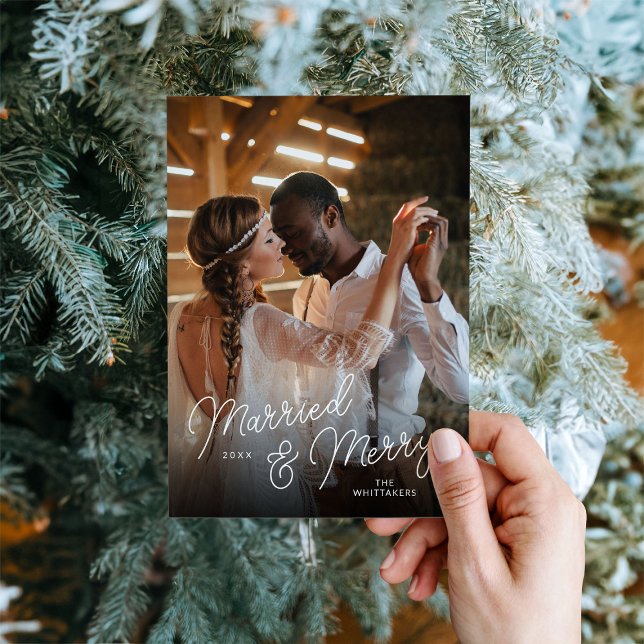 Married and Merry Photo Overlay Holiday Card (Creator Uploaded)