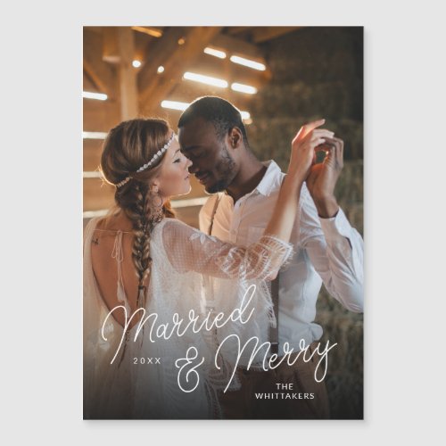Married and Merry Photo Overlay Magnetic Card