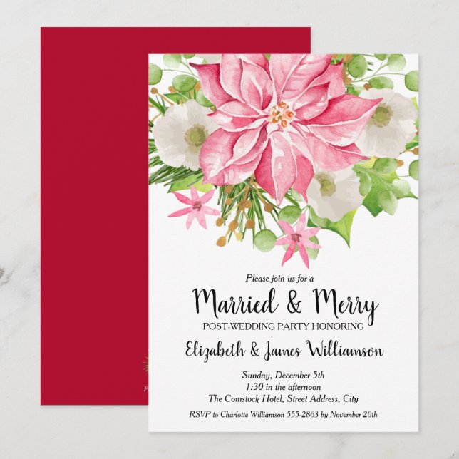 Married and Merry Post-Wedding Christmas Invites (Front/Back)