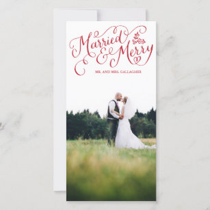Married and Merry Red Hand Lettered Holiday