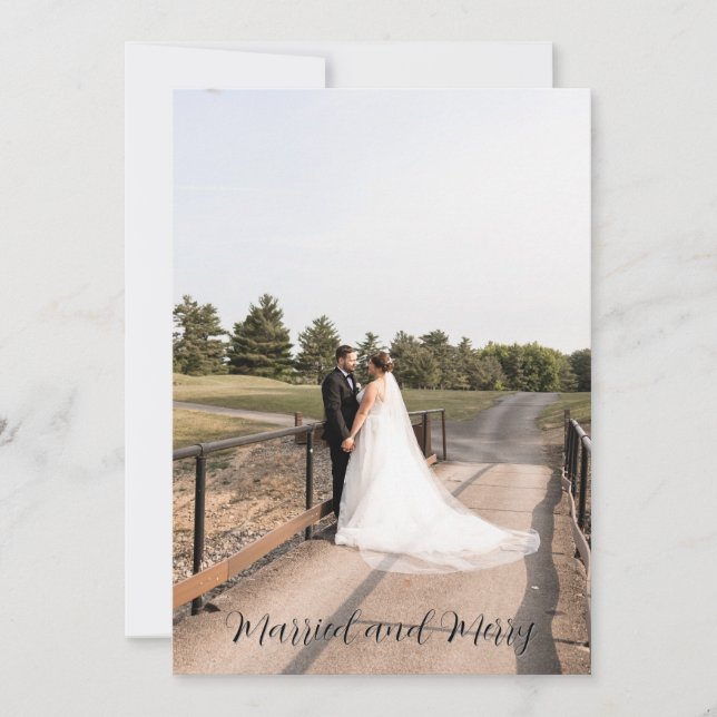 Married And Merry Script Font Invitation (Front)