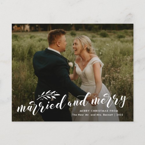 Married and Merry Wedding Photo Christmas Card