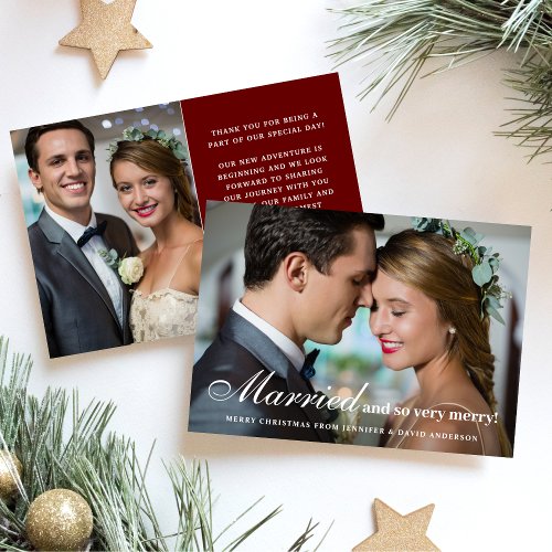 Married and So Merry Newlywed 2 Photo Christmas Holiday Card