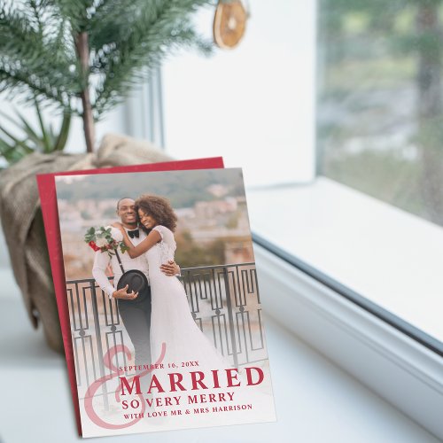 Married And So Very Merry Wedding Photo Newlywed Holiday Card