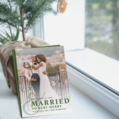 Married And So Very Merry Wedding Photo Newlywed Holiday Card