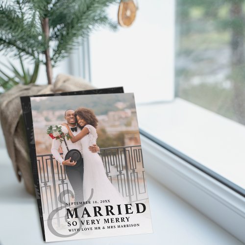 Married And So Very Merry Wedding Photo Newlywed Holiday Card