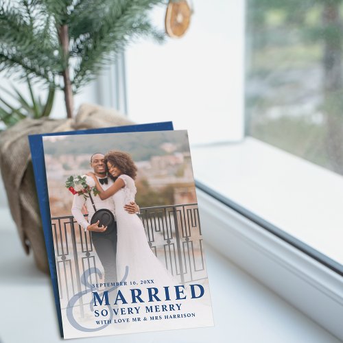 Married And So Very Merry Wedding Photo Newlywed Holiday Card