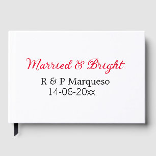 Married & bright add couple name wedding add date foil guest book