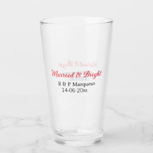 Married & bright add couple name wedding add date glass