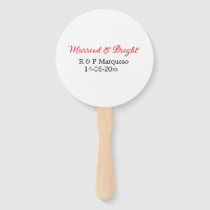 Married & bright add couple name wedding add date hand fan