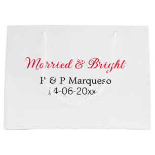 Married & bright add couple name wedding add date large gift bag