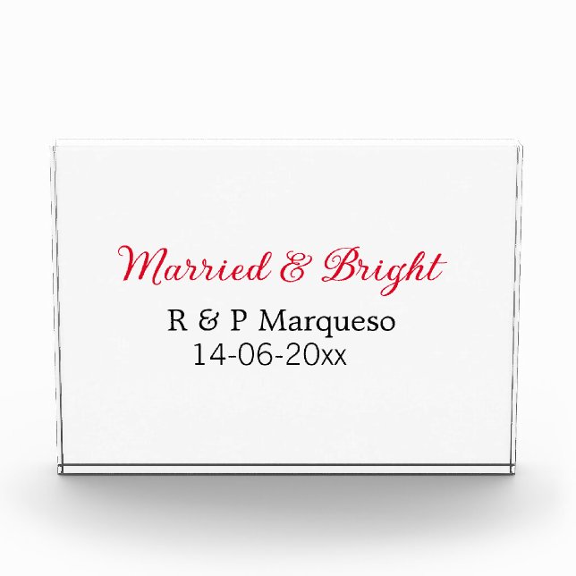 Married & bright add couple name wedding add date  photo block (Front)