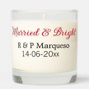 Married & bright add couple name wedding add date scented candle