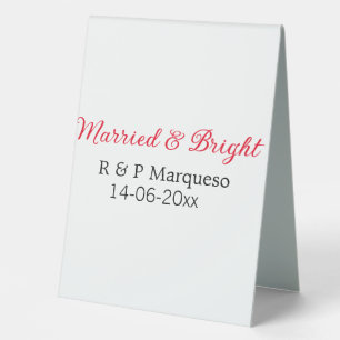 Married & bright add couple name wedding add date table tent