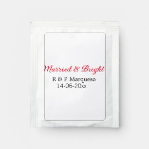 Married & bright add couple name wedding add date tea bag drink mix