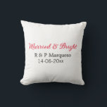 Married & bright add couple name wedding add date throw pillow<br><div class="desc">For lovers like us</div>