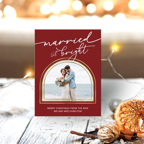 Married  Bright Arch Holiday Wedding Announcement
