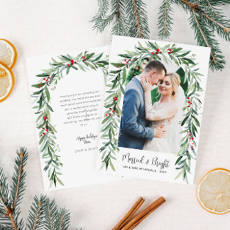 Married & Bright christmas arch announcement card